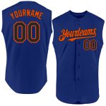 Personalized Royal Black-Orange Authentic Sleeveless Baseball Jersey Team Custom Name and Number