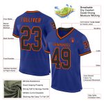 Personalized Royal Black-Orange Mesh Authentic Throwback Football Jersey Team Custom Name and Number