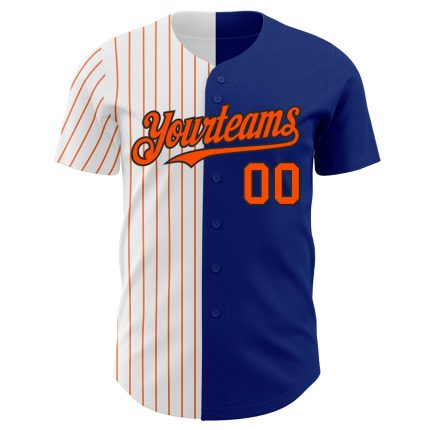 Personalized Royal Black-Orange Pinstripe Authentic Split Fashion Baseball Jersey Team Custom Name and Number