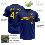 Personalized Royal Black Pinstripe Gold Two-Button Unisex Softball Jersey Team Custom Name and Number