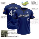 Personalized Royal Black Pinstripe Gray Two-Button Unisex Softball Jersey Team Custom Name and Number