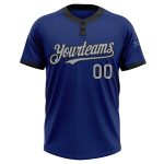 Personalized Royal Black Pinstripe Gray Two-Button Unisex Softball Jersey Team Custom Name and Number
