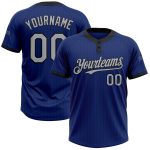 Personalized Royal Black Pinstripe Gray Two-Button Unisex Softball Jersey Team Custom Name and Number
