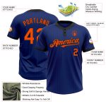 Personalized Royal Black Pinstripe Orange Two-Button Unisex Softball Jersey Team Custom Name and Number