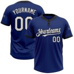 Personalized Royal Black Pinstripe White Two-Button Unisex Softball Jersey Team Custom Name and Number