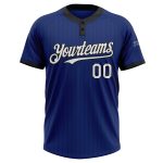 Personalized Royal Black Pinstripe White Two-Button Unisex Softball Jersey Team Custom Name and Number