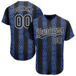 Personalized Royal Black-White 3D Pattern Design Authentic Baseball Jersey