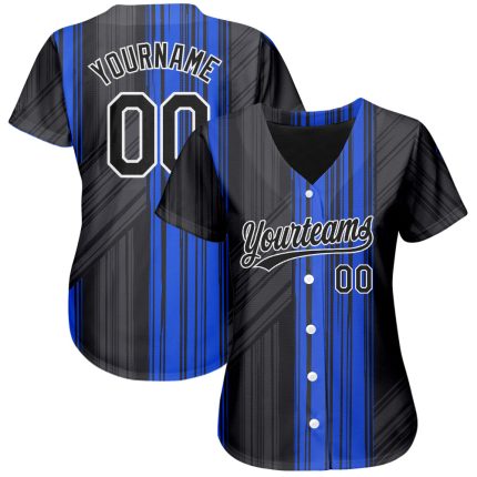Personalized Royal Black-White 3D Pattern Design Authentic Baseball Jersey Team Custom Name and Number