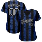 Personalized Royal Black-White 3D Pattern Design Authentic Baseball Jersey