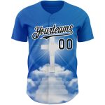 Personalized Royal Black-White 3D Pattern Design Religion Cross Jesus Christ Good Friday Authentic Baseball Jersey Team Custom Name and Number