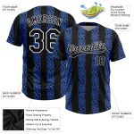 Personalized Royal Black-White 3D Pattern Two-Button Unisex Softball Jersey