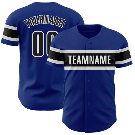 Personalized Royal Black-White Authentic Baseball Jersey