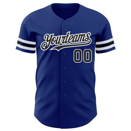 Personalized Royal Black-White Authentic Baseball Jersey Team Custom Name and Number