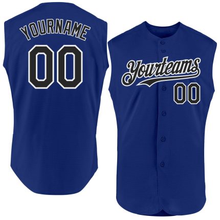 Personalized Royal Black-White Authentic Sleeveless Baseball Jersey Team Custom Name and Number