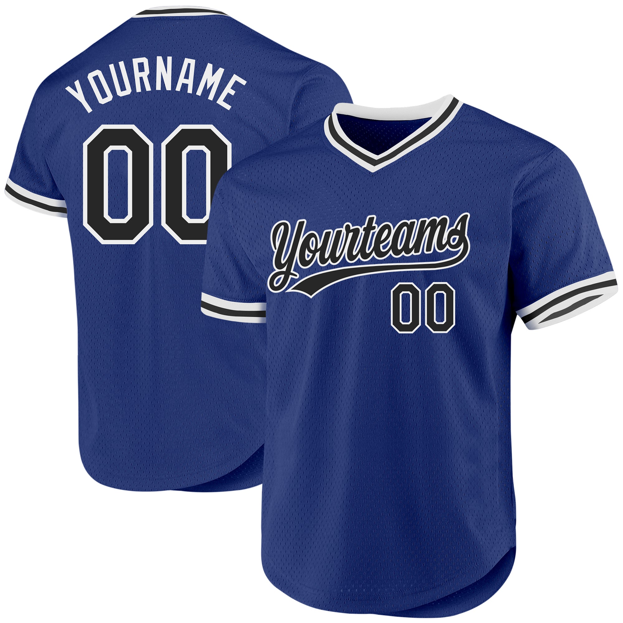 Personalized Royal Black-White Authentic Throwback Baseball Jersey Team Custom Name and Number
