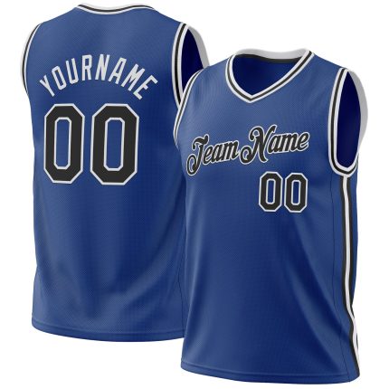 Personalized Royal Black-White Authentic Throwback Basketball Jersey