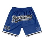 Personalized Royal Black-White Authentic Throwback Basketball Shorts Team Custom Name and Number