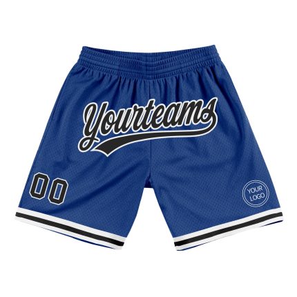 Personalized Royal Black-White Authentic Throwback Basketball Shorts Team Custom Name and Number