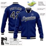Personalized Royal Black-White Bomber Full-Snap Varsity Letterman Jacket Team Custom Name and Number