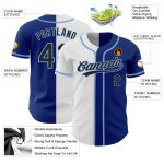 Personalized Royal Black White-Light Blue Authentic Split Fashion Baseball Jersey Team Custom Name and Number