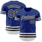 Personalized Royal Black-White Line Authentic Baseball Jersey Team Custom Name and Number