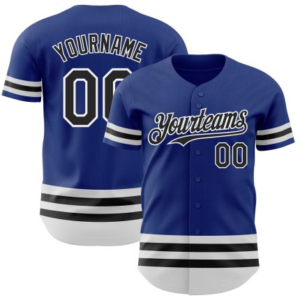 Personalized Royal Black-White Line Authentic Baseball Jersey Team Custom Name and Number