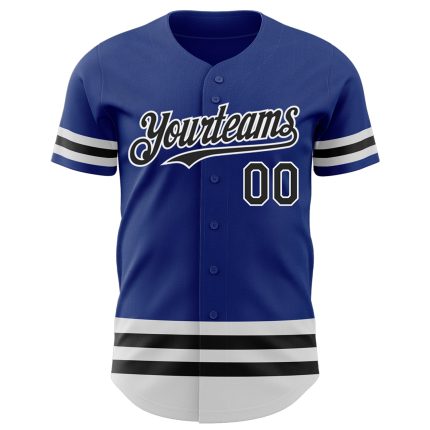 Personalized Royal Black-White Line Authentic Baseball Jersey Team Custom Name and Number