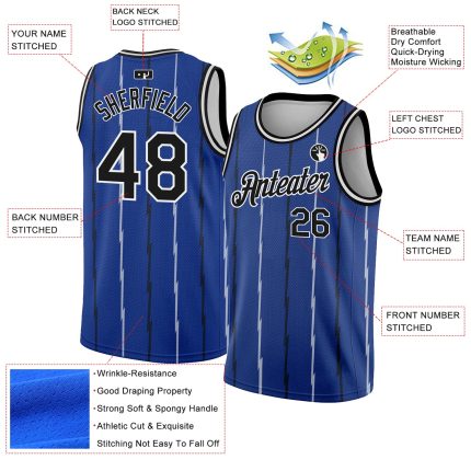 Personalized Royal Black-White Lines Authentic City Edition Basketball Jersey Team Custom Name and Number