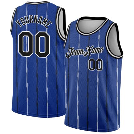 Personalized Royal Black-White Lines Authentic City Edition Basketball Jersey Team Custom Name and Number