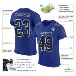 Personalized Royal Black-White Mesh Authentic Football Jersey Team Custom Name and Number