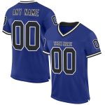Personalized Royal Black-White Mesh Authentic Throwback Football Jersey Team Custom Name and Number