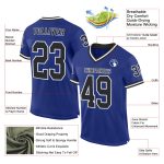 Personalized Royal Black-White Mesh Authentic Throwback Football Jersey Team Custom Name and Number