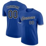 Personalized Royal Black-White Performance T-Shirt Team Custom Name and Number