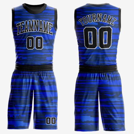 Personalized Royal Black-White Round Neck Sublimation Basketball Suit Jersey Team Custom Name and Number
