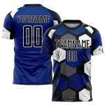 Personalized Royal Black-White Sublimation Soccer Uniform Jersey