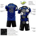 Personalized Royal Black-White Sublimation Soccer Uniform Jersey