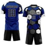 Personalized Royal Black-White Sublimation Soccer Uniform Jersey