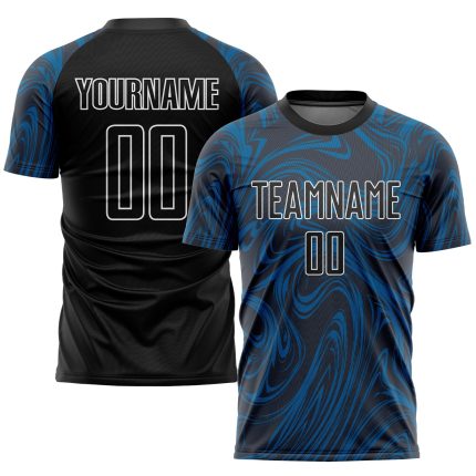 Personalized Royal Black-White Sublimation Soccer Uniform Jersey Team Custom Name and Number