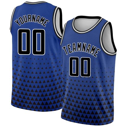 Personalized Royal Black-White Triangle Shapes Authentic City Edition Basketball Jersey Team Custom Name and Number