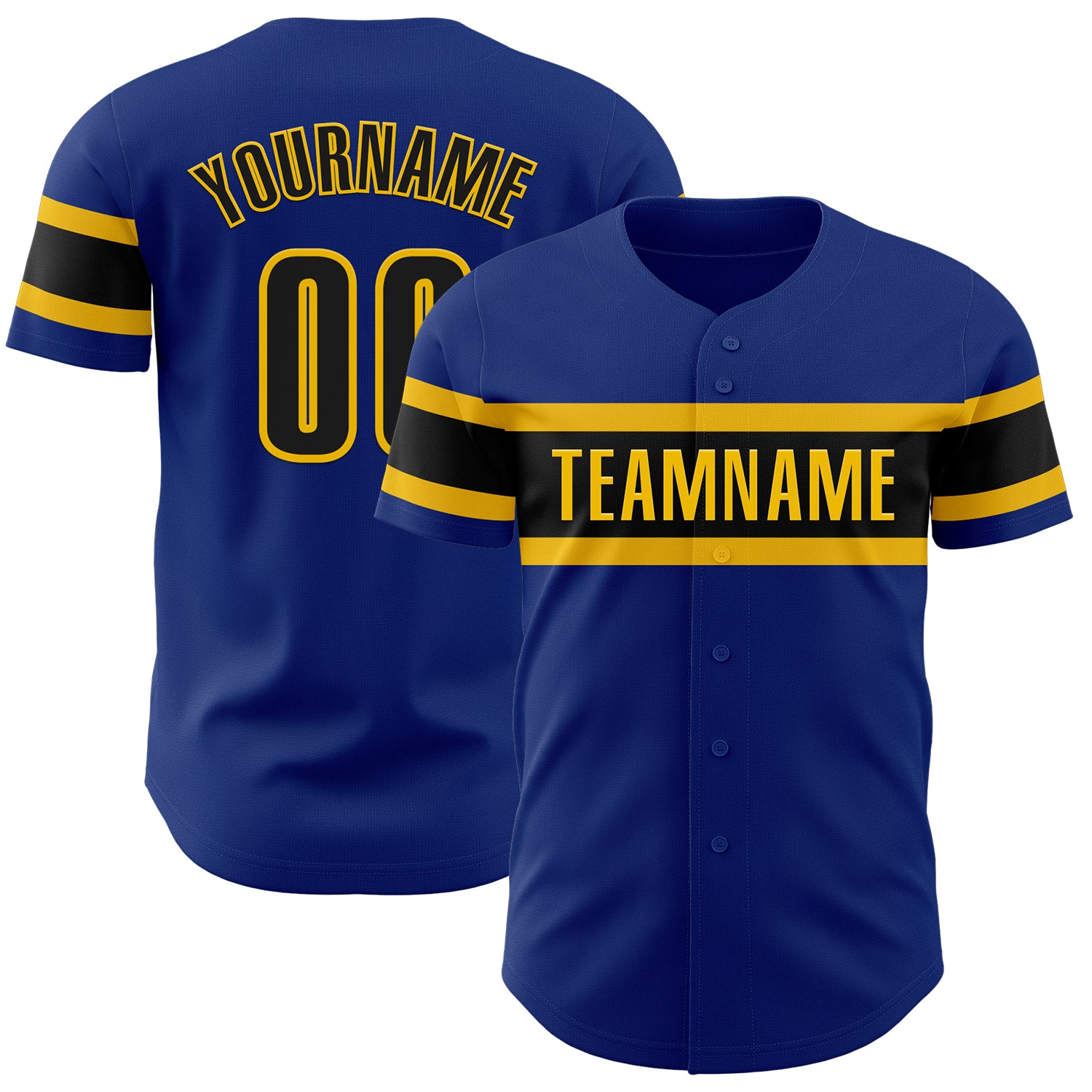 Personalized Royal Black-Yellow Authentic Baseball Jersey Team Custom Name and Number