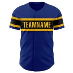 Personalized Royal Black-Yellow Authentic Baseball Jersey Team Custom Name and Number