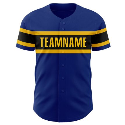 Personalized Royal Black-Yellow Authentic Baseball Jersey Team Custom Name and Number