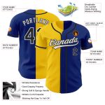 Personalized Royal Black-Yellow Authentic Split Fashion Baseball Jersey