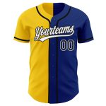 Personalized Royal Black-Yellow Authentic Split Fashion Baseball Jersey