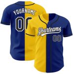 Personalized Royal Black-Yellow Authentic Split Fashion Baseball Jersey