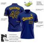 Personalized Royal Black-Yellow Performance Vapor Golf Polo Shirt Team Custom Name and Number