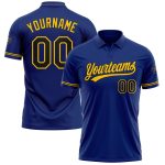 Personalized Royal Black-Yellow Performance Vapor Golf Polo Shirt Team Custom Name and Number