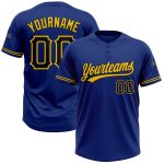 Personalized Royal Black-Yellow Two-Button Unisex Softball Jersey Team Custom Name and Number