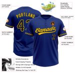 Personalized Royal Black-Yellow Two-Button Unisex Softball Jersey Team Custom Name and Number