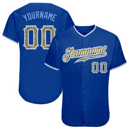 Personalized Royal Camo-Light Blue Authentic Baseball Jersey Team Custom Name and Number